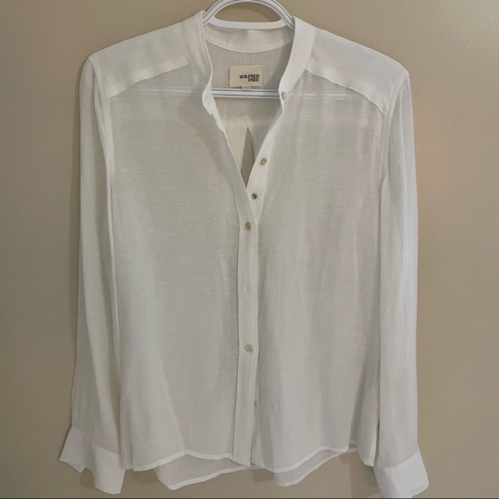 Wilfred Sheer White Long Sleeve Blouse